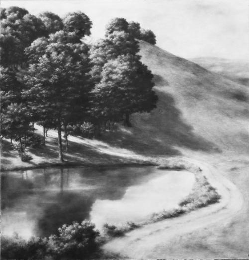 Galerie Felli: Philippe Ségéral, Chemin qui monte, lead on paper mounted on canvas, 150 x 150cm.