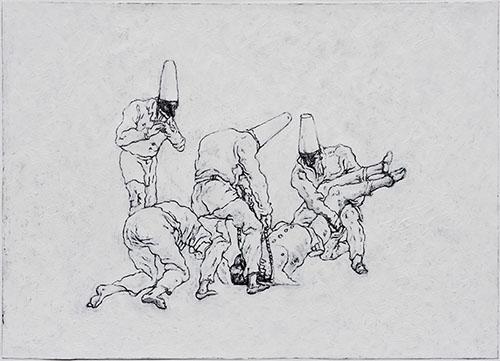 Nadja Vilenne: John Murphy, Waste and Cadavers All., Photocopy, gouache, pen and ink on board, 46 x 54cm, 2015.