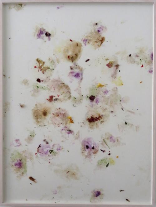 Montoro12 Gallery: Serena Fineschi, Valentine's Day, crushed flowers on cardboard, 80 x 60 cm, 2018.