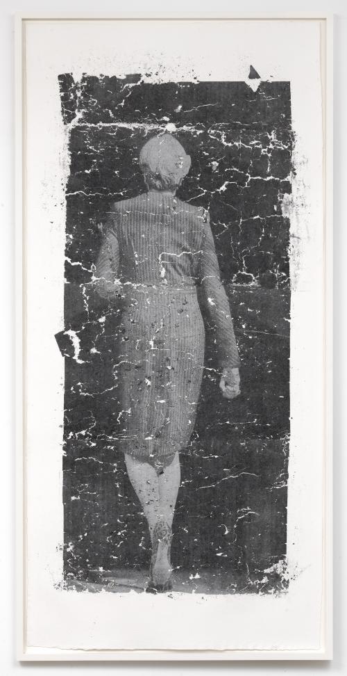 Galerie Durst Britt & Mayhew: Lennart Lahuis, May in April 1, burnt silkscreen print and Kozo whisper tissue on handmade cotton fibre paper, 235×114cm, 2018.